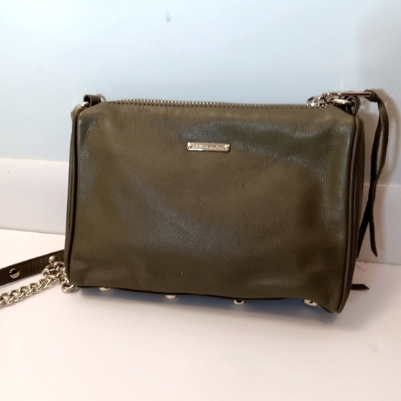 Rebecca Minkoff Dark Olive Leather Shoulder Bag /Crossbody with Chain Strap - Picture 3 of 12